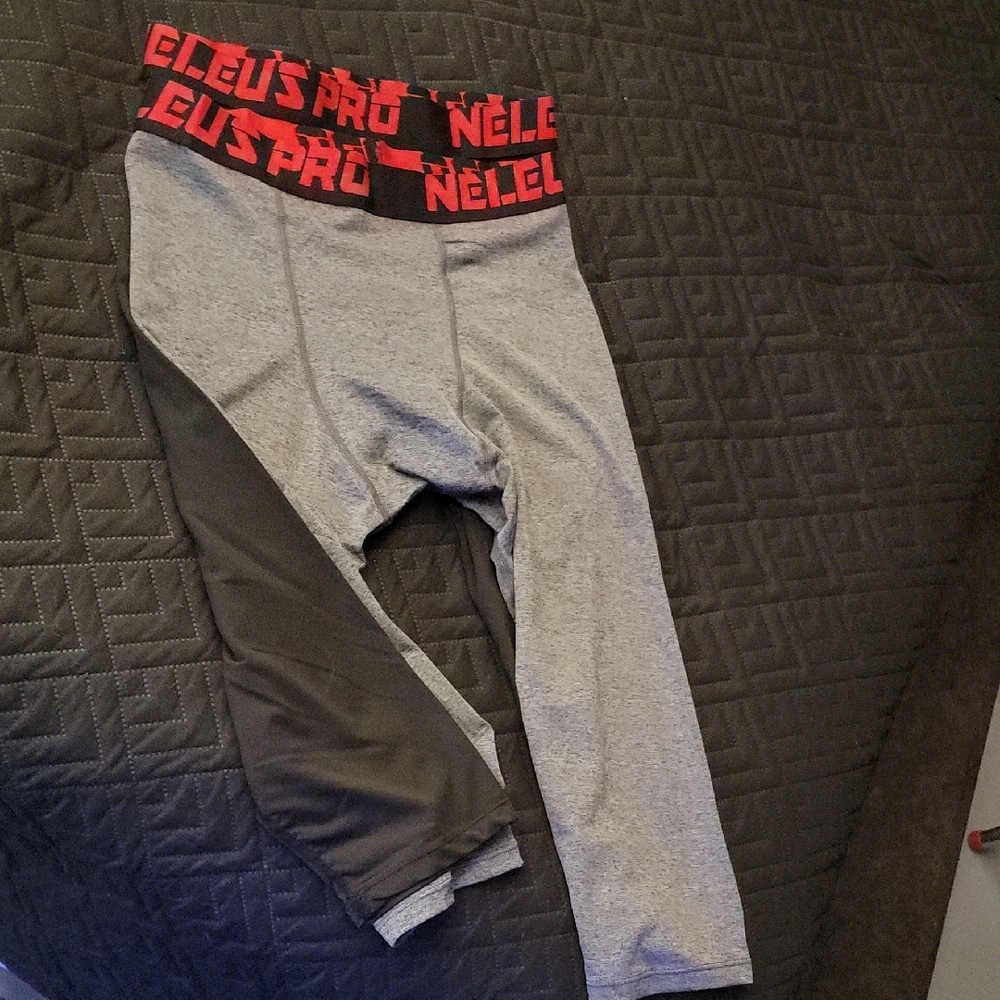 Neleus Pro Kids Gray and Black Leggings